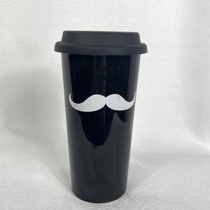 One Vessel ceramic, mustache, coffee, travel mug. See photos for measurements.